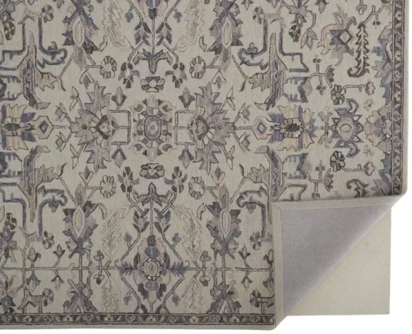 4' x 6' Wool Floral Tufted Handmade Stain Resistant Area Rug - Ivory And Gray