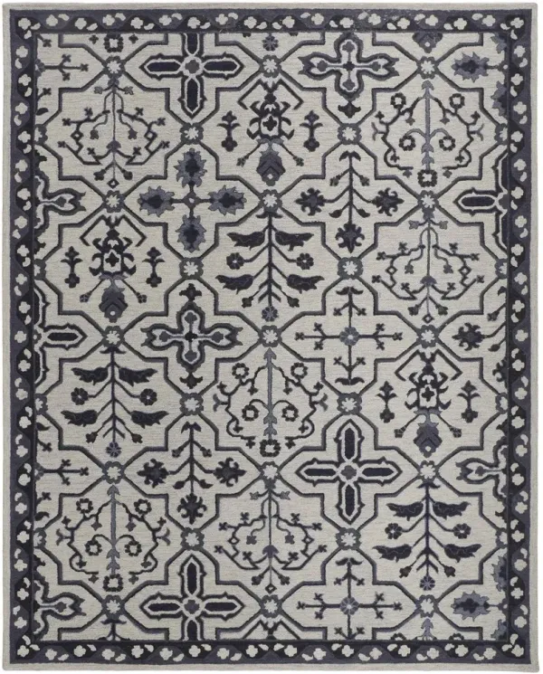 2' x 3' Wool Floral Tufted Handmade Stain Resistant Area Rug - Taupe And Gray