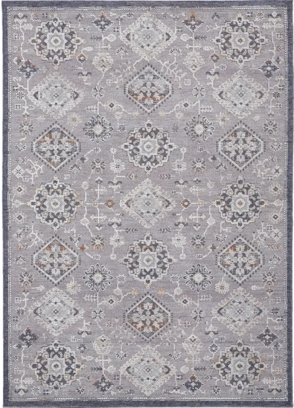 5' x 8' Floral Power Loom Stain Resistant Area Rug - Gray