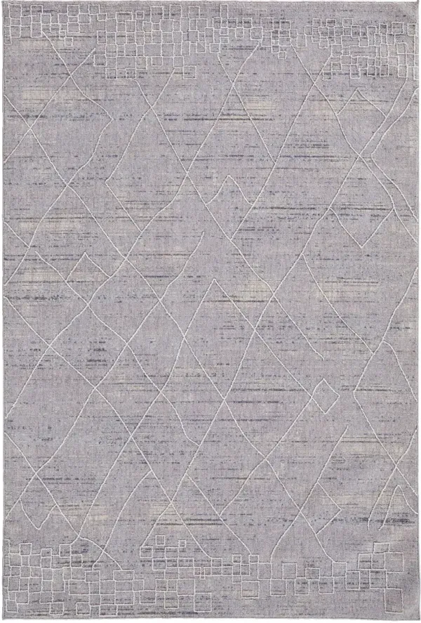 2' x 3' Striped Power Loom Distressed Stain Resistant Area Rug - Gray