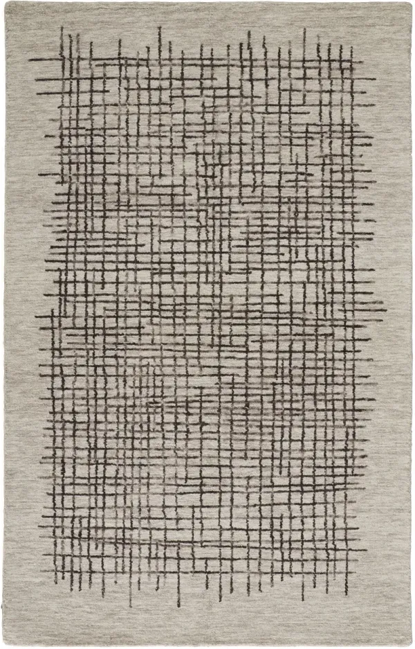 4' x 6' Wool Plaid Tufted Handmade Stain Resistant Area Rug - Tan And Brown