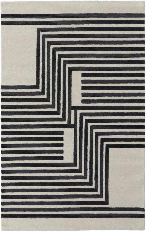 12' x 15' Wool Abstract Tufted Handmade Area Rug - Gray Ivory And Black