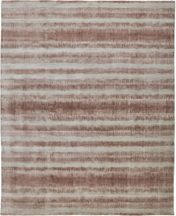 8' x 10' Abstract Hand Woven Area Rug - Tan Ivory And Pink