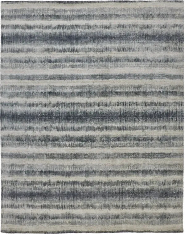 4' x 6' Abstract Hand Woven Area Rug - Ivory And Blue