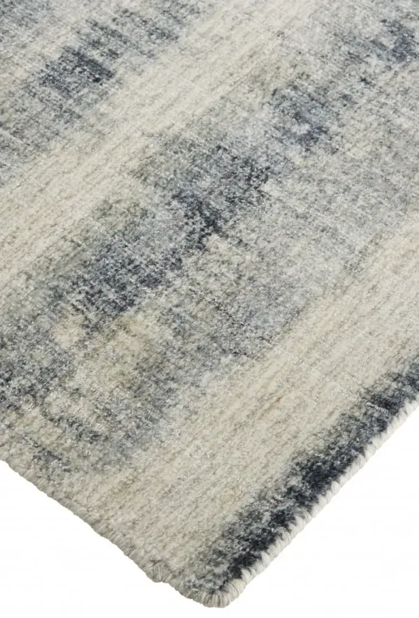 5' x 8' Abstract Hand Woven Area Rug - Ivory And Blue