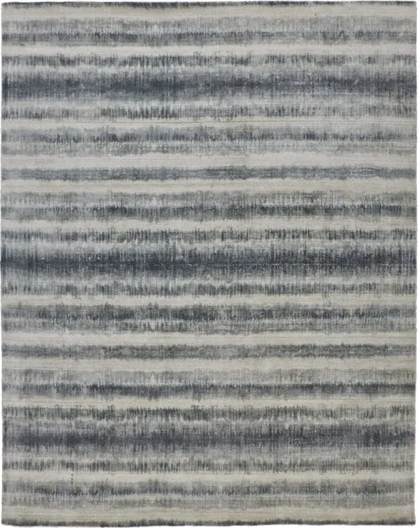 8' x 10' Abstract Hand Woven Area Rug - Ivory And Blue