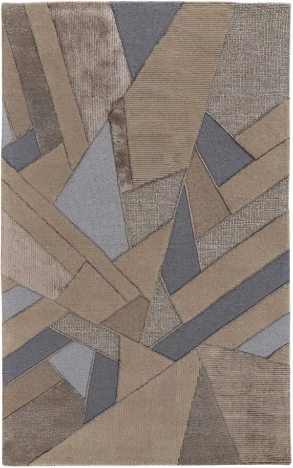 8' x 10' Wool Geometric Tufted Handmade Area Rug - Tan Brown And Blue