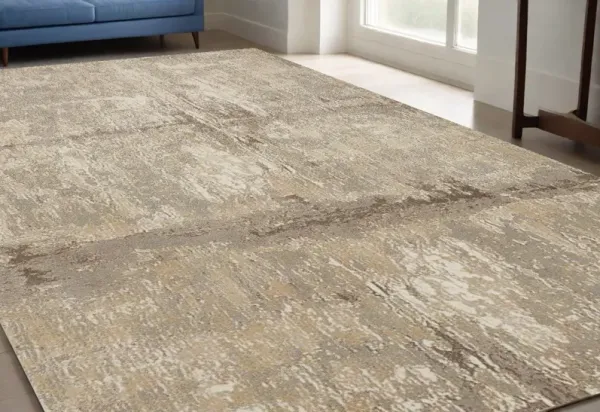 5' x 8' Abstract Area Rug - Tan Ivory And Brown