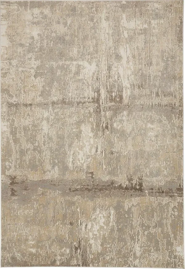 10' x 14' Abstract Viscose Area Rug - Tan Ivory And Brown