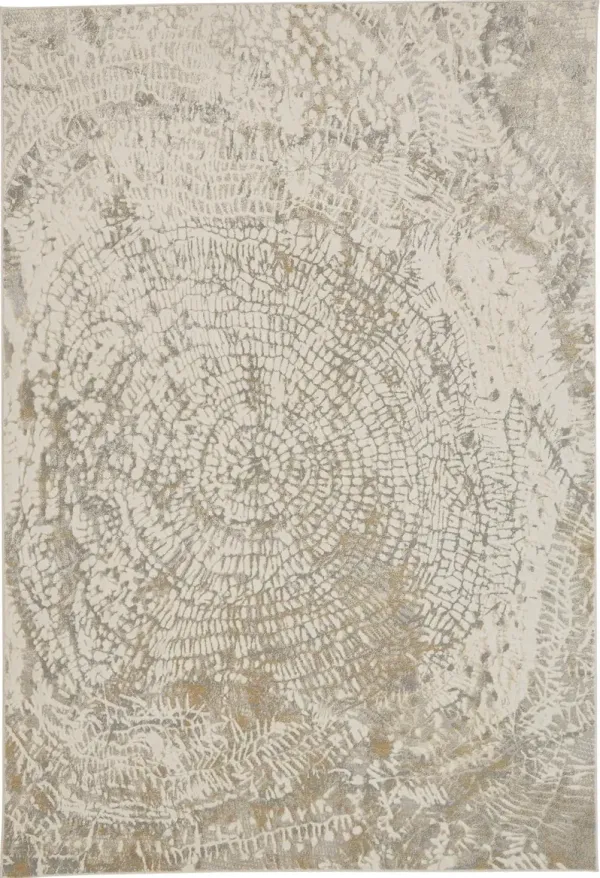 5' x 8' Abstract Area Rug - Ivory Tan And Gray