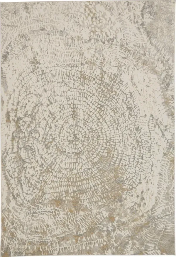 12' x 15' Abstract Area Rug - Ivory Tan And Gray
