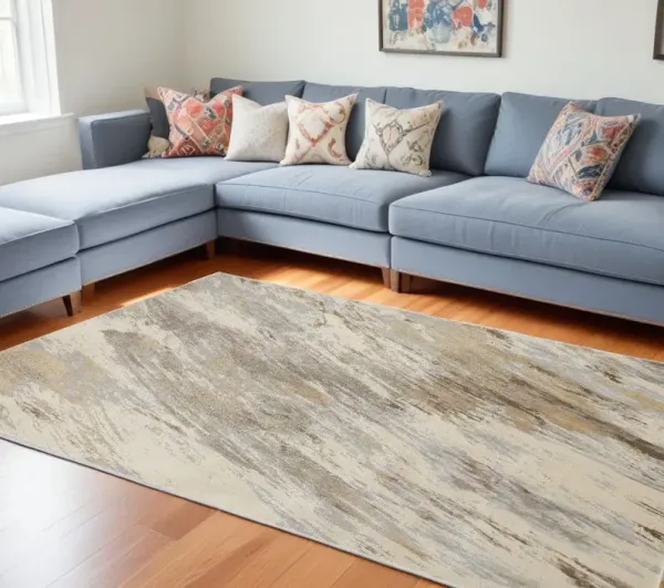 8' x 10' Abstract Area Rug - Ivory Tan And Brown