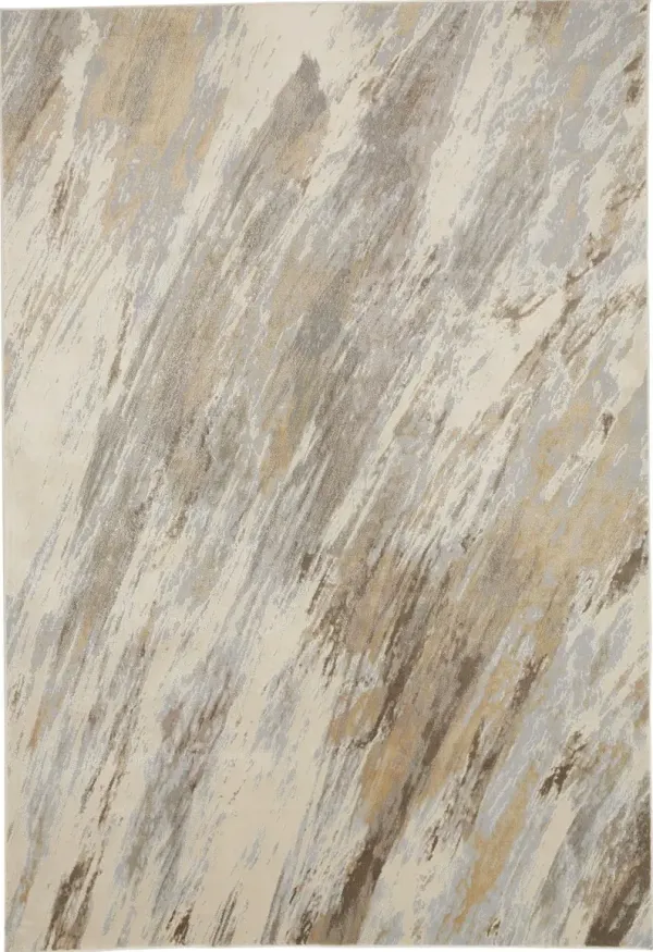 9' x 12' Abstract Area Rug - Ivory Tan And Brown