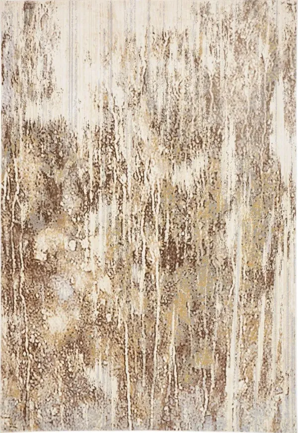 7.8' x 10' Abstract Area Rug - Tan Ivory And Brown