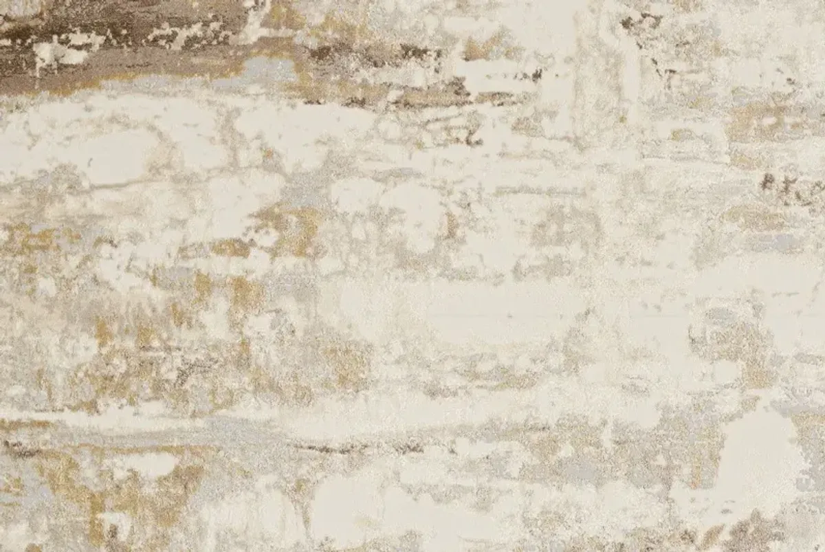 5' x 8' Abstract Area Rug - Tan Ivory And Gray
