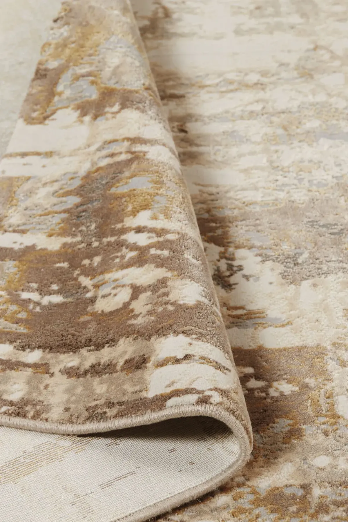 5' x 8' Abstract Area Rug - Tan Ivory And Gray