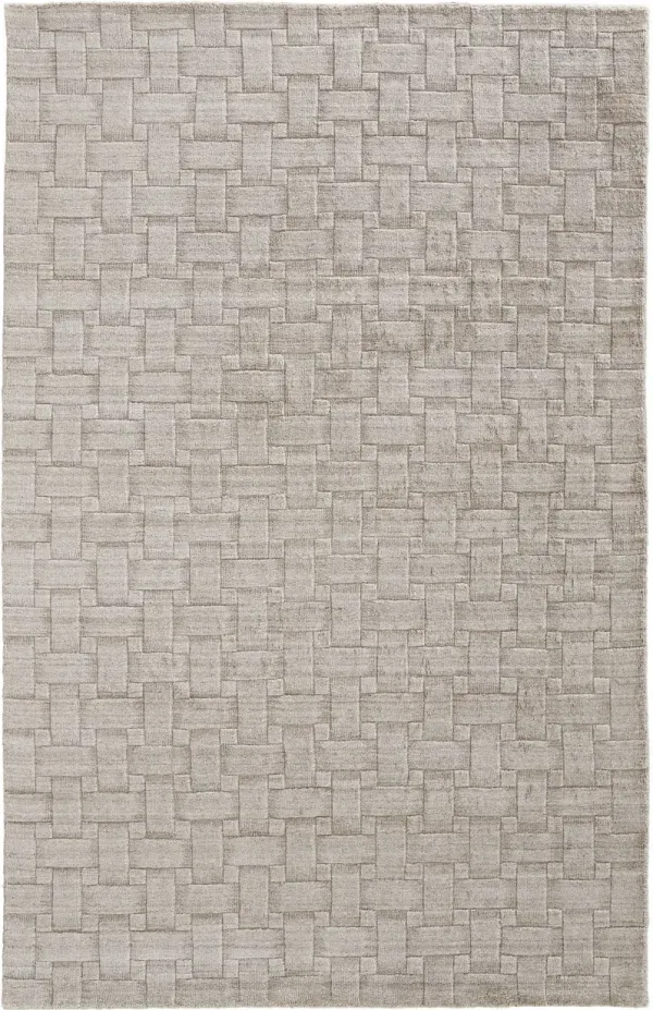 5' x 8' Hand Woven Area Rug - Ivory Striped