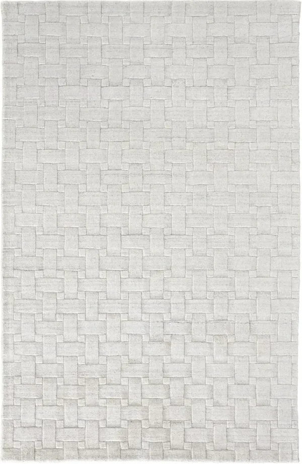 10' x 14' Striped Hand Woven Area Rug - White And Silver
