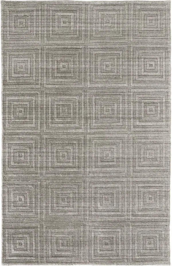 9' x 12' Striped Hand Woven Area Rug - Silver And Gray