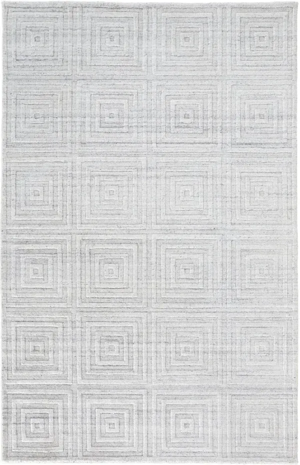 2' x 3' Striped Hand Woven Viscose Area Rug - Silver And White