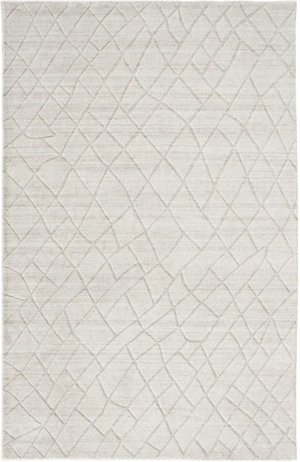 8' x 10' Striped Hand Woven Area Rug - Ivory And Gray