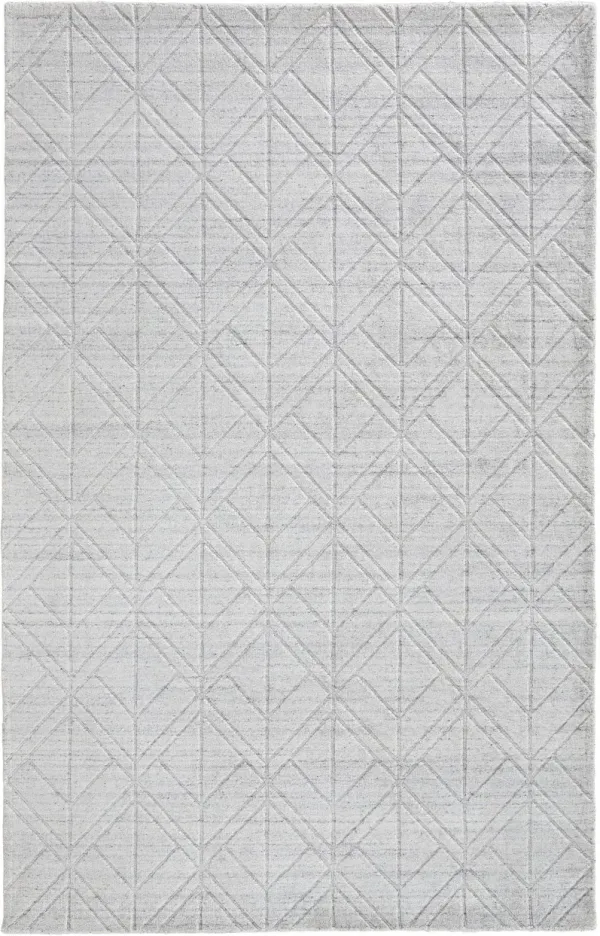 12' x 15' Striped Hand Woven Viscose Area Rug - White And Silver