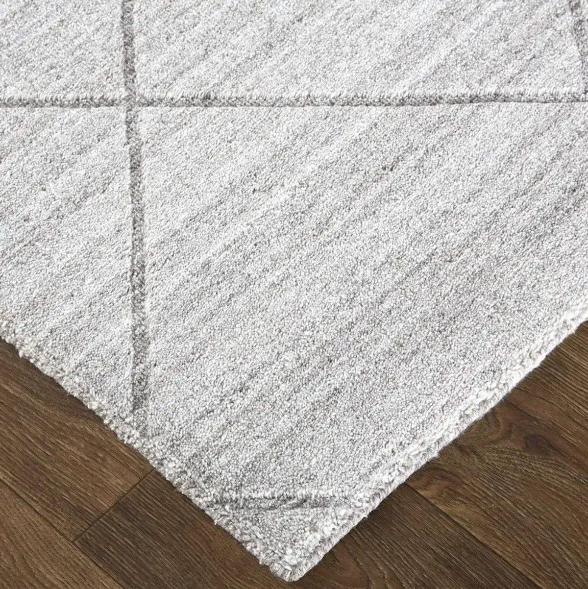 12' x 15' Striped Hand Woven Area Rug - Ivory And Silver