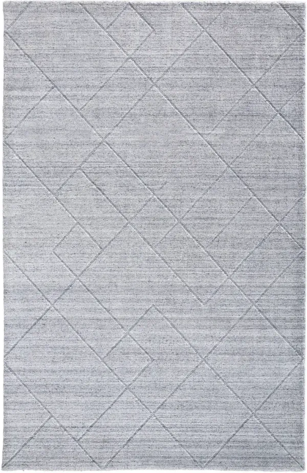 8' x 10' Striped Hand Woven Area Rug - Silver And Gray
