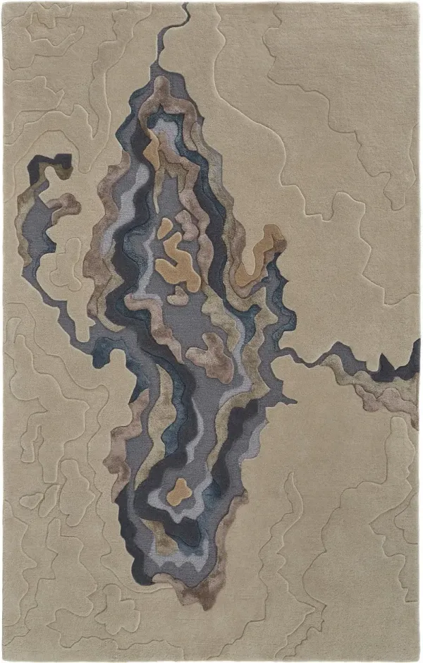 2' x 3' Wool Abstract Hand Tufted Area Rug - Brown And Tan