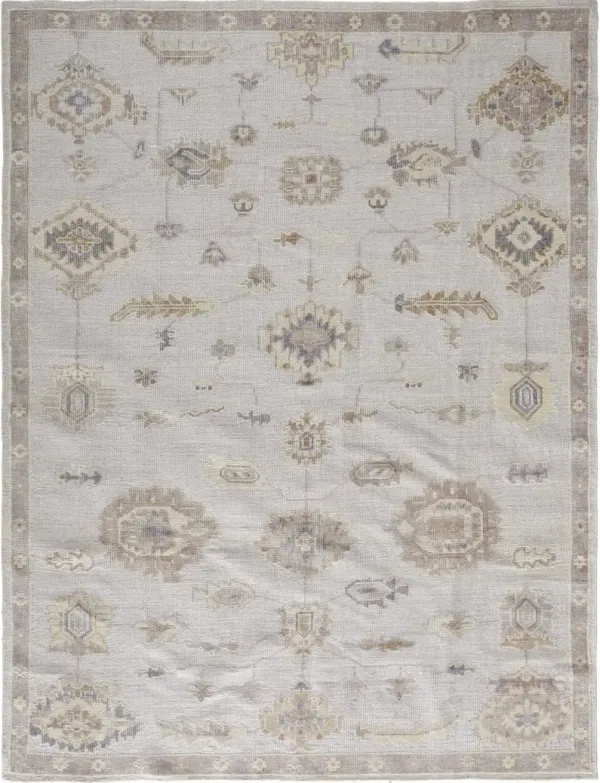 9' x 12' Floral Hand Knotted Stain Resistant Area Rug - Ivory And Orange