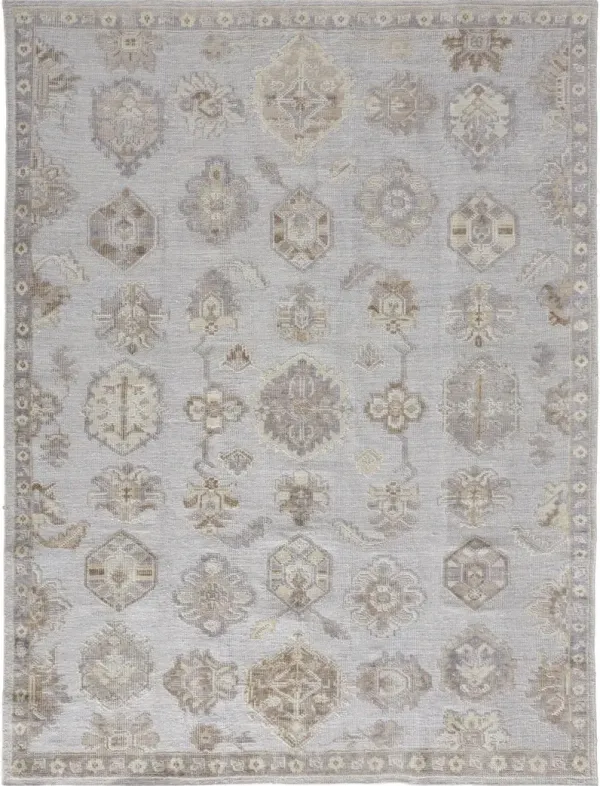 10' x 14' Floral Hand Knotted Stain Resistant Area Rug - Ivory Silver And Tan
