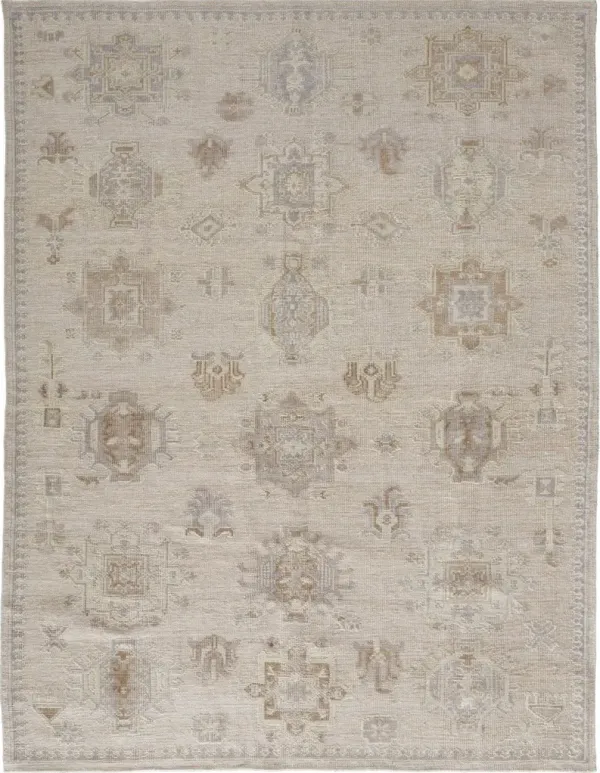 4' x 6' Floral Hand Knotted Area Rug - Tan And Brown
