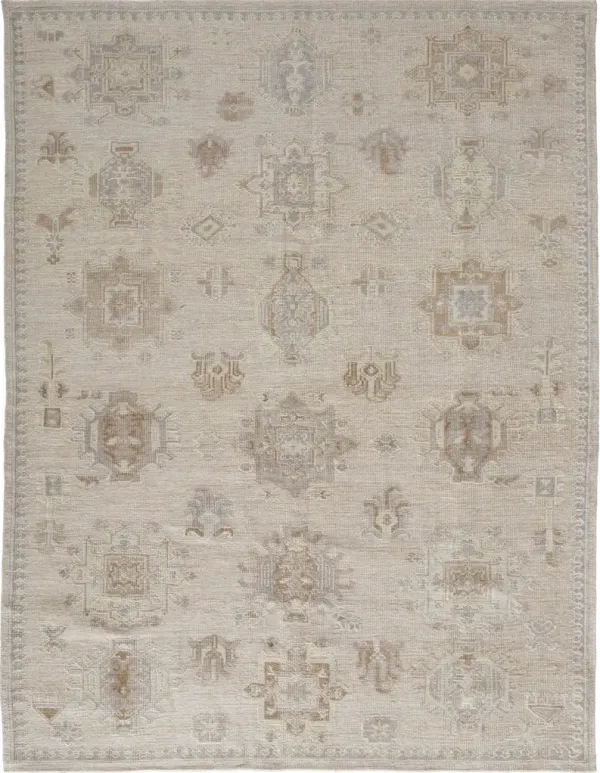 12' x 15' Floral Hand Knotted Stain Resistant Area Rug - Tan And Brown