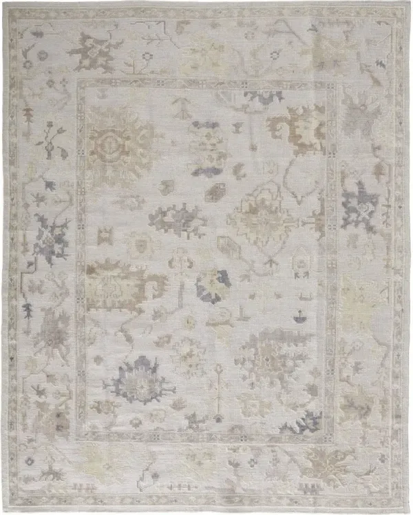 5' x 8' Floral Hand Knotted Stain Resistant Area Rug - Tan Ivory And Orange
