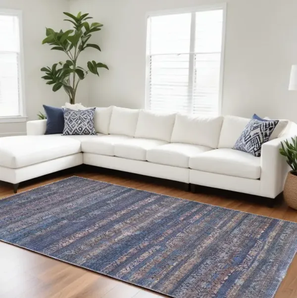 11' x 14' Oriental Power Loom Area Rug - Beige And Blue