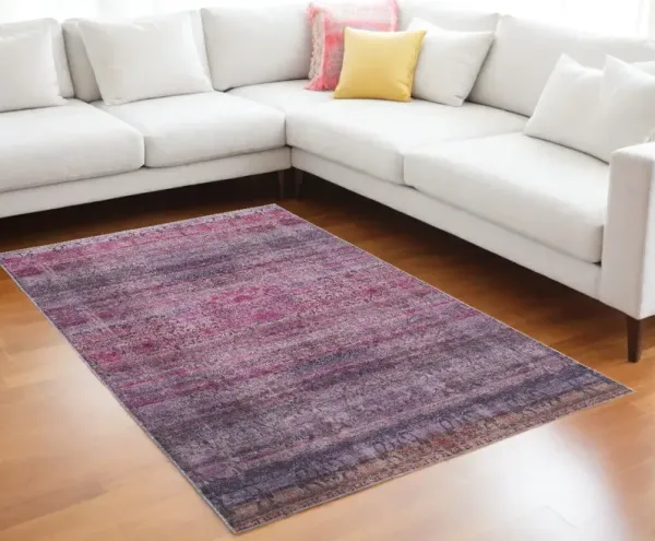 9' x 12' Floral Power Loom Area Rug - Pink And Purple