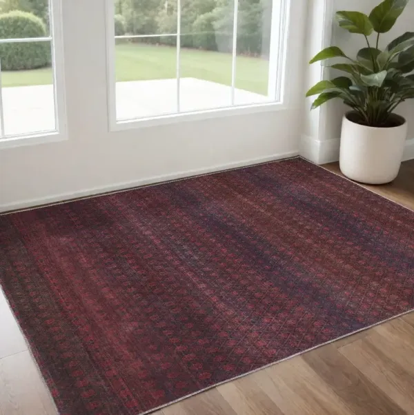 2' x 3' Striped Power Loom Area Rug - Red And Gray