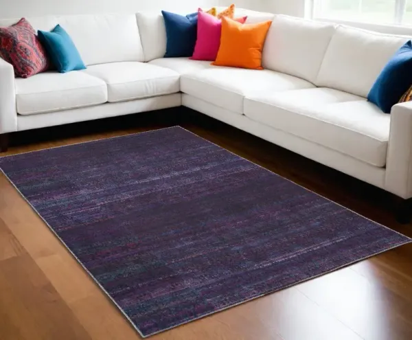 8' x 10' Striped Power Loom Area Rug - Blue And Purple