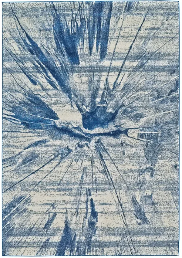 7' x 10' Stain Resistant Area Rug - Blue And Ivory