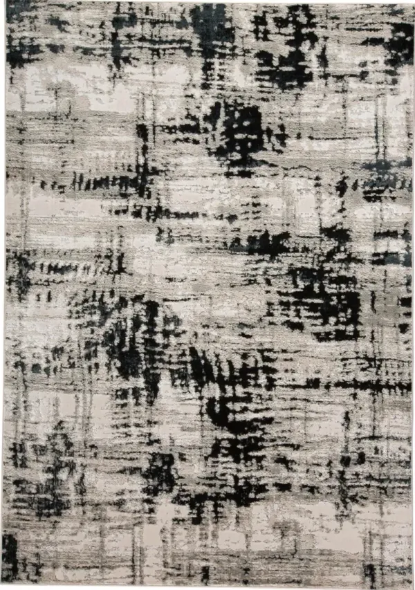 7' x 10' Stain Resistant Area Rug - Black White And Gray