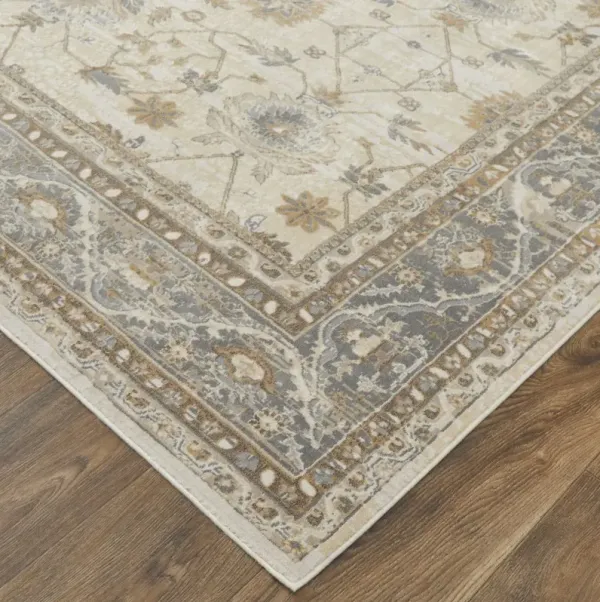 8' x 10' Power Loom Area Rug - Tan Ivory And Gray