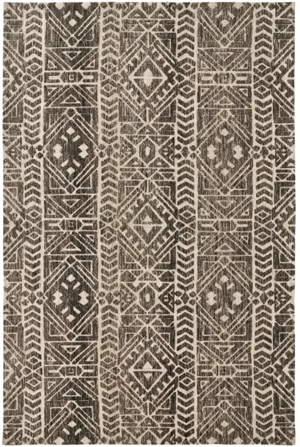 4' x 6' Striped Stain Resistant Area Rug - Brown Taupe And Ivory