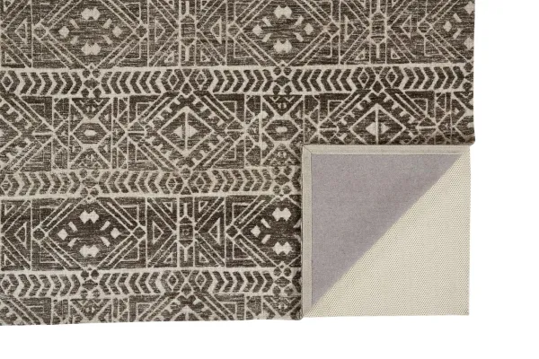 8' x 10' Striped Non Skid Area Rug - Gray And Ivory