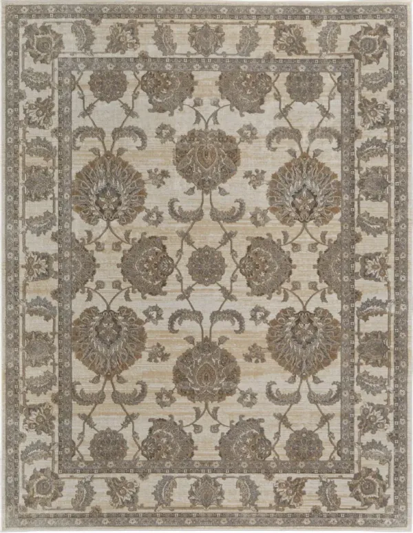 5' x 8' Power Loom Area Rug - Tan Ivory And Brown