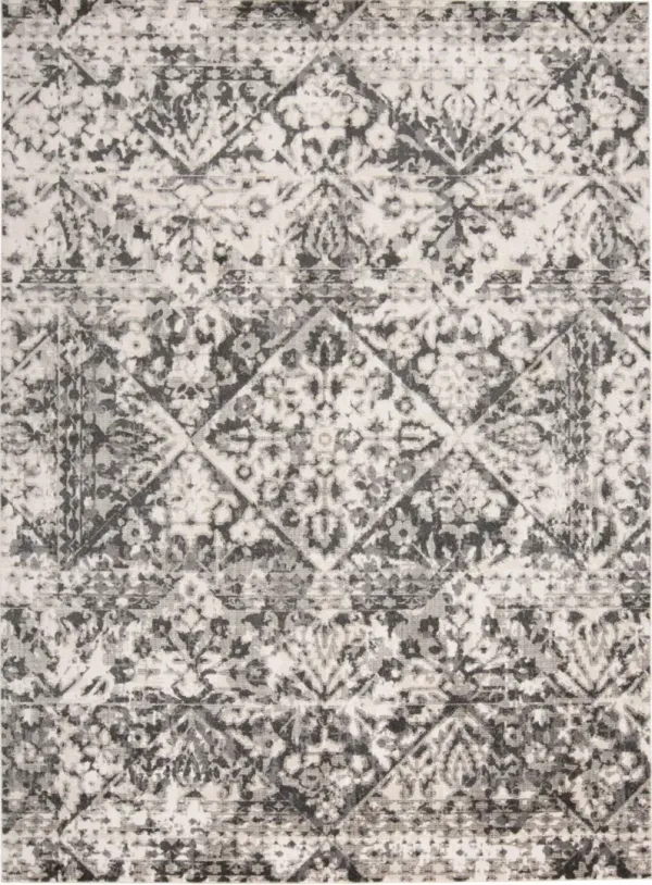 2' x 3' Abstract Stain Resistant Area Rug - Gray Ivory And Silver