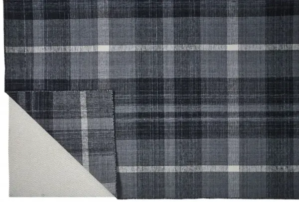 2' x 3' Abstract Hand Woven Stain Resistant Area Rug - Black Gray And White