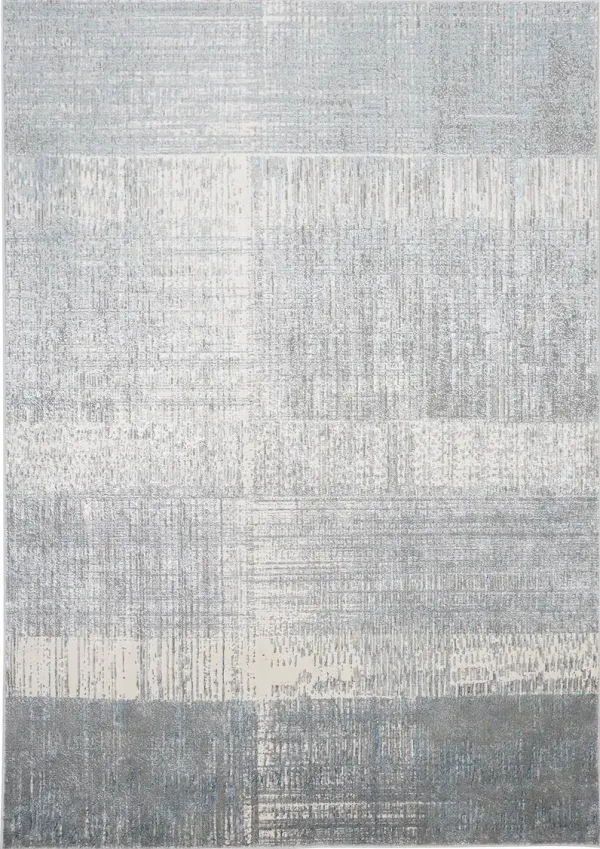 2' x 3' Abstract Stain Resistant Area Rug - White Gray And Blue