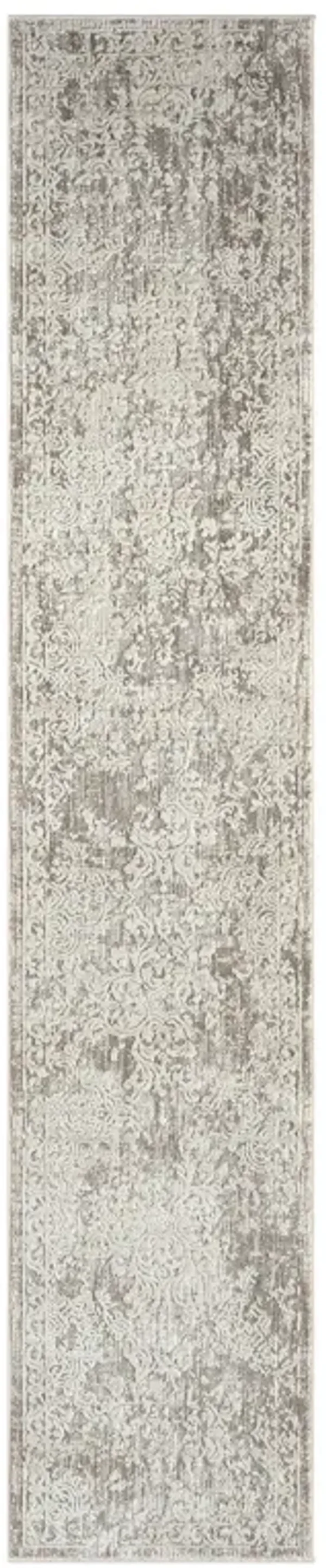 2' x 10' Contemporary Abstract Distressed Runner Rug - Gray