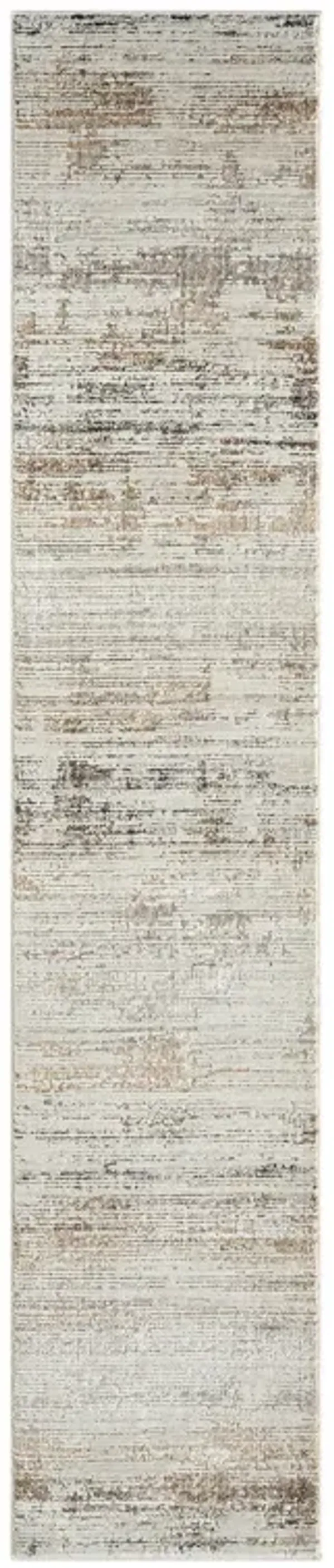 2' x 10' Abstract Distressed Polyester Runner Rug - Gray