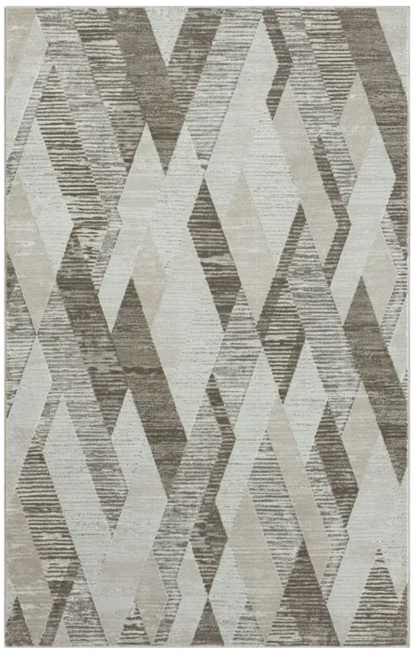 4' x 6' Geometric Polyester Area Rug - Gray